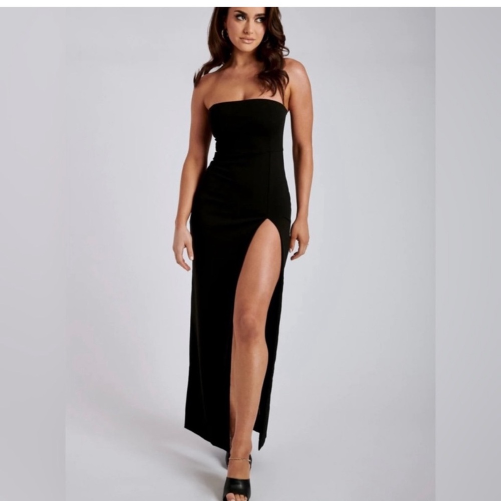 Meshki Strapless High Slit Dress